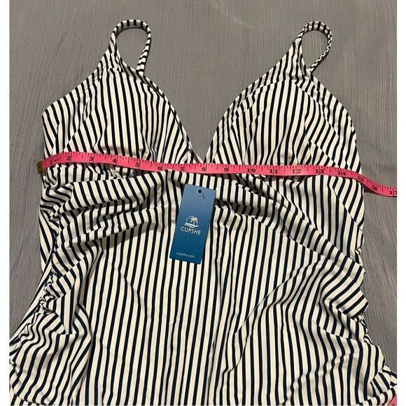 NWT Cupshe blue and white striped one-piece swimsuit - Picture 2 of 6